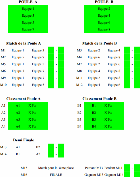 Tournoi Football Homme Calendrier